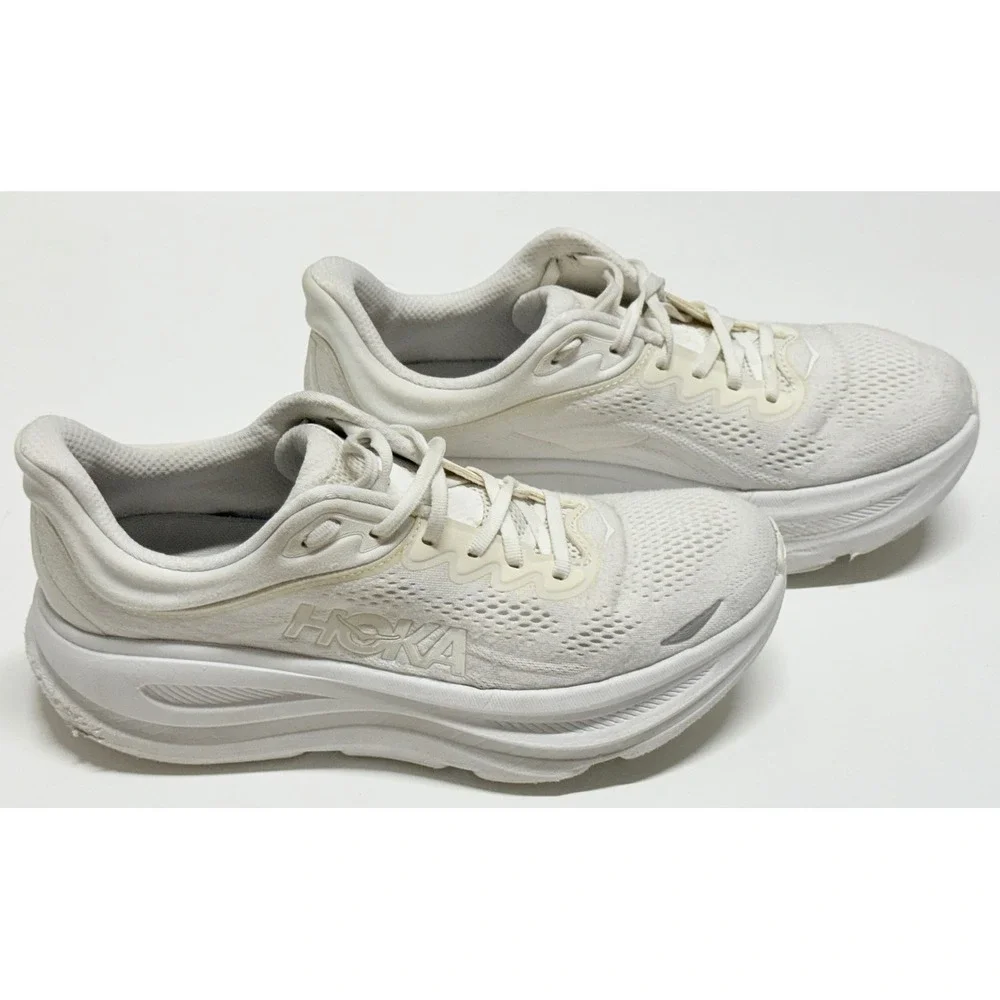 Hoka Bondi 9 White Running Shoes Womens 10B Low Top Sneakers 1162012 WWH